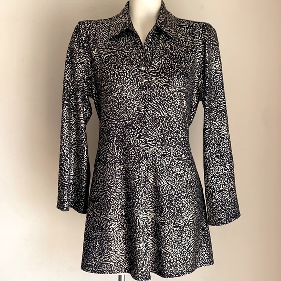 Tops - Large leopard print blouse button up NWT